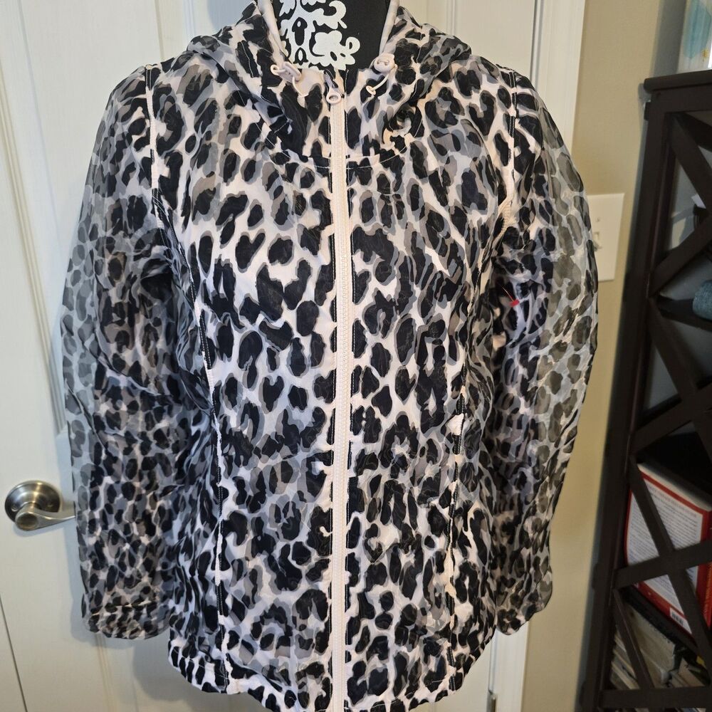 Lorna Jane Leo Zip Sheer Active Hooded Windbreaker Jacket Quick Dry Womens Small